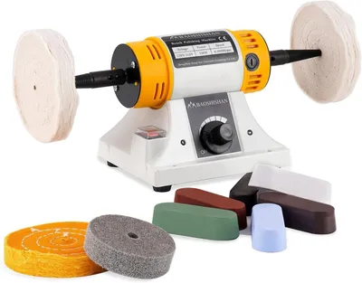 Produktbild von Poliermaschine 1750 min. U/min, 10000 max. U/min, (10 tlg), vibrationsarmer Gusseisenbasis & doppelseitigen 4"-Polierscheiben