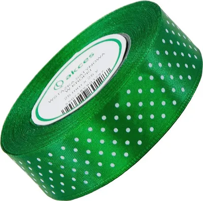 Image de Ruban de satin à pois 25mm 23m - 122 vert