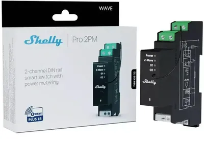 Produktbild von Shelly Wave Pro 2PM LR Z-Wave DIN-Schienen-Zweikanal-Controller