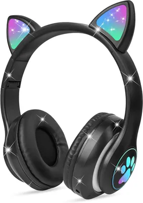 Produktbild von Kinderkopfhörer Bluetooth, Mädchen Katzenohr Kopfhörer Over-Ear mit LED-licht Faltbare Stereo Kopfhörer Kabellose, Kopfhörer Kinder mit Mikrofon