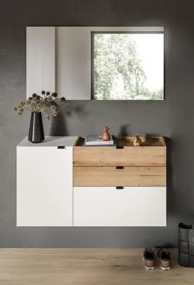 Produktbild von Garderoben-Set Naro | weiß / Evoke Oak | 2-teilig