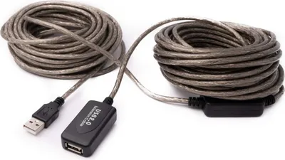 Produktbild von SYSTEM-S USB 2.0 Kabel 20 m Typ A Stecker zu Buchse Kabel in Grau