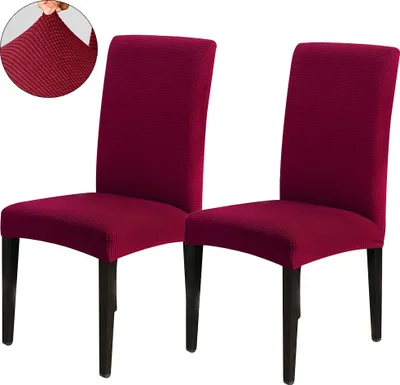 Obrázek produktu pro Potahy na židle 2-pack jídelní židle kostkované potahy univerzální elastický potah na židle potah na židle pro svatbu domácí párty víno červená