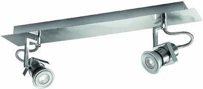Image de Barre de spots LED 2x3W GU10/230V Plafonnier argenté métal 12,3x45,3x8cm
