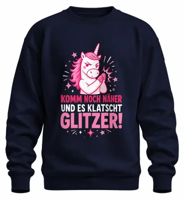 Zdjęcie produktu dla Bluza z nadrukiem "Glitzer Statement Sarkasmus", granatowa, rozmiar XL