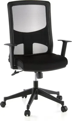 Produktbild von hjh OFFICE Profi Bürostuhl LAVITA Ergonomischer Schreibtischstuhl mit Armlehnen (höhenverstellbar) Stoff / Netzstoff Schwarz Drehstuhl für Büro, Zuhause