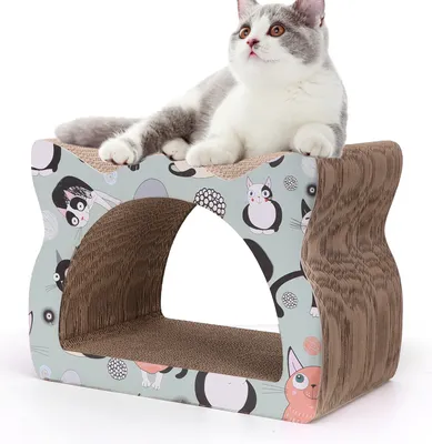 Produktbild von Kratzbrett für Katzen,Kätzchen mit Katzenminze Kratzspielzeug Lounge Kartonkratzer, 39 * 29 * 22 cm
