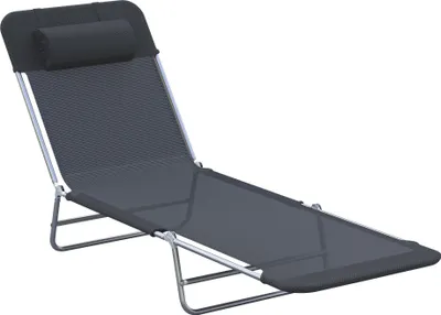 Produktbild von Fortuna Lai Sonnenliege Gartenliege Relaxliege 2-Beinliege Schwarz klappbar für Garten Terrasse & Balkon