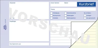 Produktbild von Formularbuch Kurzbrief 1/3 A4 VE=10x2x40 Blatt