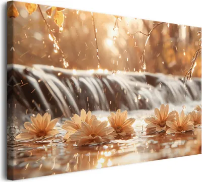 Obrázok produktu pre Plátno nástenná maľba pre obývaciu izbu kvety voda jeseň 80x120cm