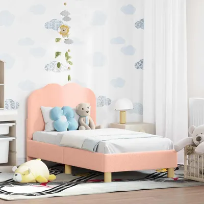 Imagen del producto de Maison Exclusive: Estructura de cuna con cabecero, color rosa, 70 x 140 cm, tejido bouclé