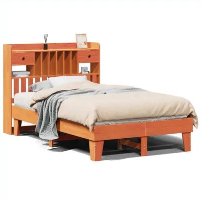 Image de vidaXL Lit en bois massif sans matelas pin brun cireux 135x190 cm