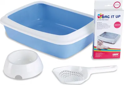 Produktbild von Savic Kitten Cat Litter Box Iriz pakiet startowy niebieski / biały