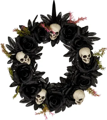 Produktbild von Deko Türkranz mit Rosen & Skulls 44cm Ø