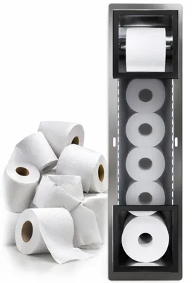 Produktbild von Unterputz Wandnische Toilettenpapierhalter WALL BOX PAPER 2 Schwarz, mit Toilettenpapieraufbewahrung