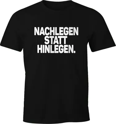 Produktbild von Herren T-Shirt Spruch Nachlegen statt Hinlegen Fun-Shirt Party Festival Techno Rave Oberteil Moonworks® schwarz M