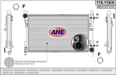 Produktbild von AHE 118.119/A Kühler Wasserkühler Motorkühler passend für MERCEDES-BENZ C-Klasse Limousine (W203) C-Klasse T-modell (S203) CLK (C209) SLK (R171)