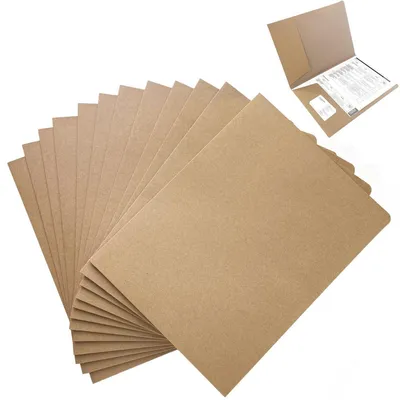 Obrázek produktu pro Složky na dokumenty formátu A4, kartonové, hnědé, 12 kusů, s výřezem pro vizitky