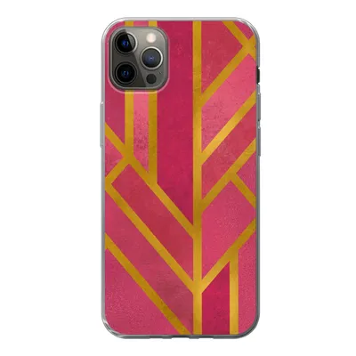 Produktbild von MuchoWow® Handyhülle Schutzhülle Hülle für iPhone 12 Pro Max Gold - Rosa - Geometrisch Silikon Softcase Handy Hülle - Hartschale