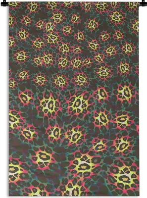 Produktbild von MuchoWow® Wandteppich Wandbehang Pantherdruck - Gelb - Muster - Farbe 60x90 cm Tapisserie Dekoration Wandtuch - Foto-Teppich - Abwaschbar