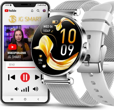 Zdjęcie produktu dla Smartwatch Zegarek Dla Kobiety Rozmowy Menu Pl Zdrowie Zestaw Dwóch Pasków
