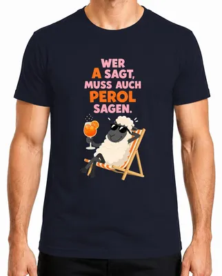 Immagine prodotto di Chi dice "A" deve anche dire "Perol". Maglietta da uomo per feste di addio al celibato, con scritta "Aperol Spritz", colore blu navy, taglia L