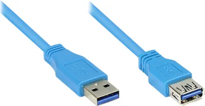 Produktbild von Verlängerung USB 3.0 Stecker A an Buchse A, blau, 1m, Good Connections®