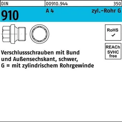 Produktbild von Reyher Verschlussschrauben DIN 910 A 4 G 3/8 A A 4 (10 Stück)