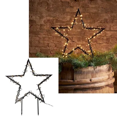 Produktbild von Eglo LED Deko Weihnachtsstern Spiky Schwarz 60x73cm IP44 warmweiß 140 LEDs Erdspieß