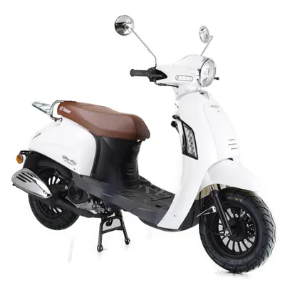 Produktbild von Motorroller Massimo 50ccm 45 km/h Euro 5, perlenweiß matt mit brauner Sitzbank GT Union