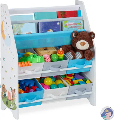 Produktbild von relaxdays Kinderregal mit 6 Boxen & 2 Hängefächern
