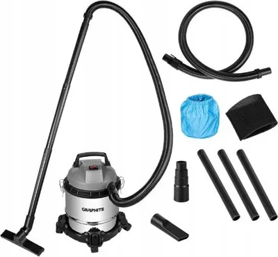 Obrázek produktu pro Průmyslový vysavač Graphite 59G613, 800 W, objem 12 l, pro suché i mokré vysávání, sací výkon 12 kPa, hadice 2 m