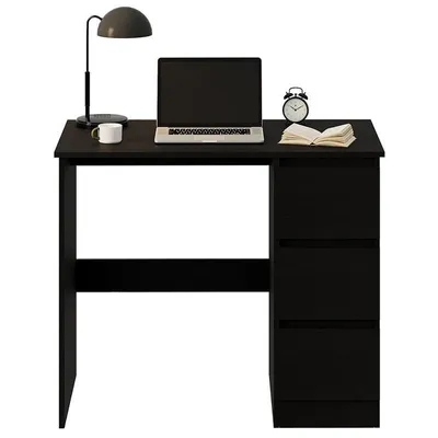 Obrázek produktu pro ČERNÝ POČÍTAČOVÝ STŮL LOFT SE ZÁSUVKAMI – MODERNÍ PRO MLÁDEŽ 90 cm