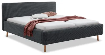 Produktbild von Polsterbett Bett MATTIS Cord Stoffbezug Poso 34 anthrazit-ohne Bettkasten-120 x 200 cm