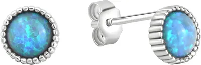 Produktbild von F Ohrstecker 925/- Sterling Silber 0,6cm weiß Opal blau 370220024