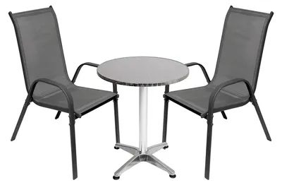 Image de ensemble de balcon 3 pièces Bistro Ensemble table + 2 chaises empilables Ø60cm
