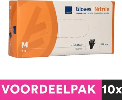 Image de Gants en nitrile non poudrés d'Abena, taille M, 100 pièces, noir, emballage avantageux