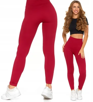Produktbild von Damen-Leggings mit Rippstrick und hohem Bund, modische Leggings, Rot, MORAJ, Größe S/M