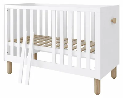 Obrázek produktu pro Dětská postýlka LOFT 2v1 bílá 120x60 cm s nastavitelným roštem a zábranou