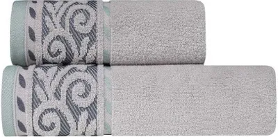 Produktbild von Handtuch, Baumwollhandtuch mit Rand Victoria 70x140cm Hellgrau