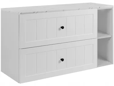 Produktbild von Rodan | Waschbeckenunterschrank 80 cm Weiß - Waschtisch Hängend - Arbeitsplatte in Weißmarmoroptik - weißes Regal