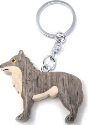 Image de Porte-clés en bois - Loup