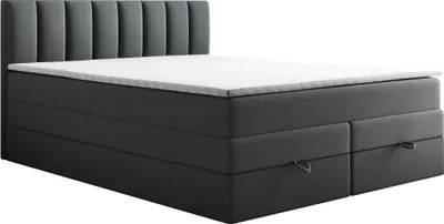 Produktbild von TRADA Gusto Boxspringbett 180x200 mit Bettkasten mit Topper Visco Memory Dunkelgrau