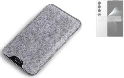 Produktbild von K-S-Trade Filz Handyhülle kompatibel mit Meizu 21 Pro Schutzhülle Filztasche Filz Tasche Case Sleeve Handy Hülle Filzhülle grau