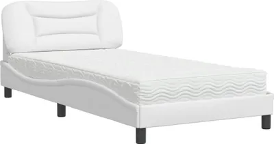 Produktbild von vidaXL Bett mit Matratze "Hvar" Weiß 100x200 cm Kunstleder