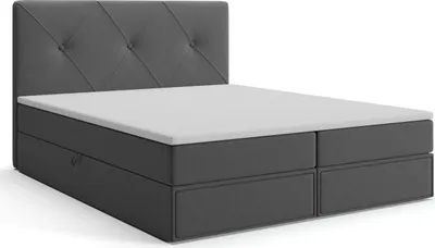 Produktbild von MR GROUP Boxspringbett mit Bettkasten BRNO 120x200 Samtstoff Schubladen H3 Polsterbett mit Matratze und Topper Doppelbett Bett Schlafzimmer dunkelgrau