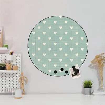 Produktbild von Design Stahlmagnettafel Schwarz Rund 47cm Muster Herzen