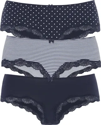 Produktbild von LASCANA Panty marine-gepunktet, gestreift, uni Größe 32/34