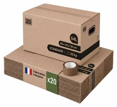 Immagine prodotto di Elzusha - Scatole per traslochi da 54 litri - Set da 20 pezzi - 60x30x30 cm
