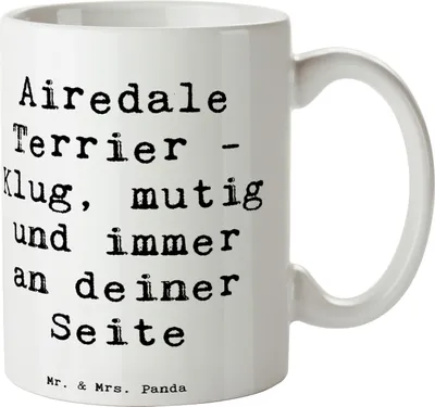 Produktbild von Mr. & Mrs. Panda Kaffeepott Spruch Airedale Terrier - Weiß - Geschenk, Teepott, Hunderassen Pflege, Hunderasse, Henkelpott, Familienhund, hundeerziehung, Weisheit, treu